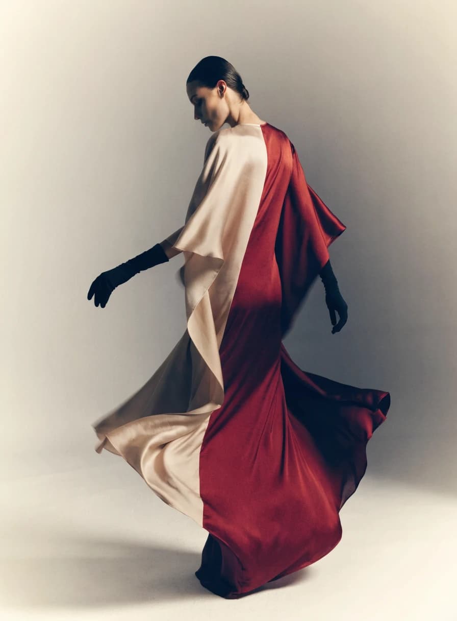 Fashion silhouette captured in studio movement