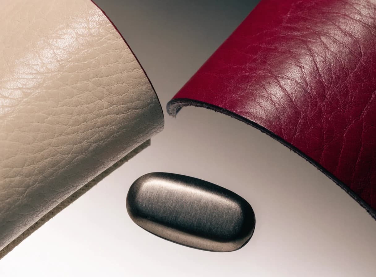 Close view of cream leather texture