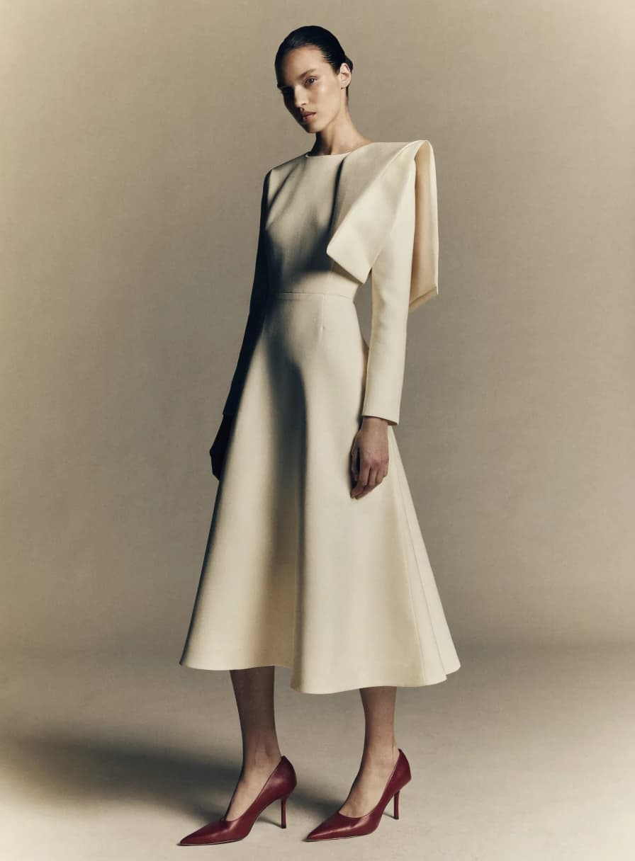 Structured dress from the fictional Veloura collection